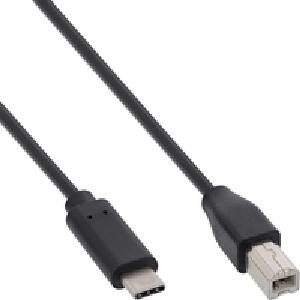 InLine USB 2.0 Cable - USB-C male / USB-B male - black - 1m